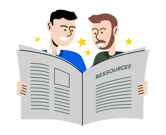 Illustration représentant les fondateurs de CONSORIA étudiant le blog et les ressources du CONSORIA, syndic de copropriété à Versailles